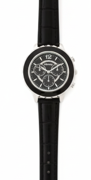801327 Black mock-croc PU bracelet style analogue watch